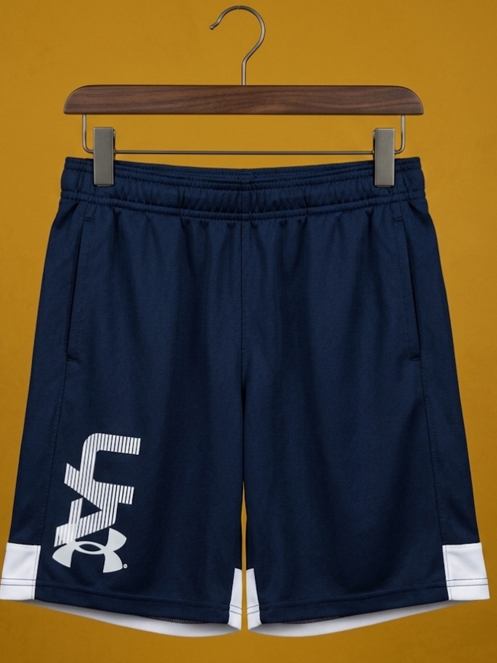 Under Armour Navy and White Boys' Athletic Shorts